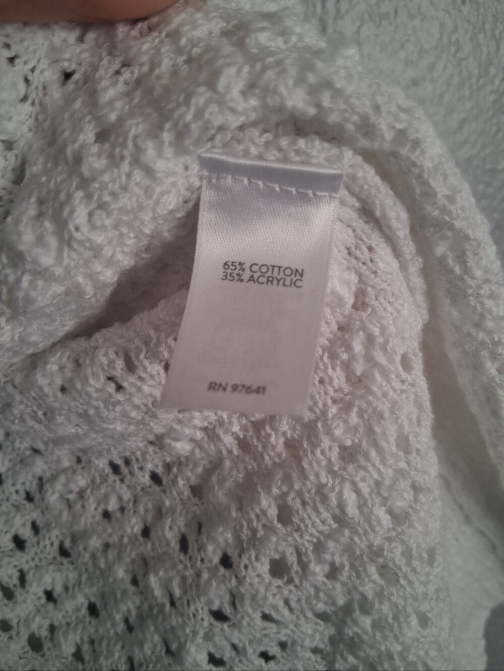 J Jill Open Knit Sweater Cardigan White Light Weight Cotton Blend XL - Picture 5 of 6